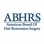 ABHRS American Board of Hair Restoration Surgery logo in dark blue text on white background