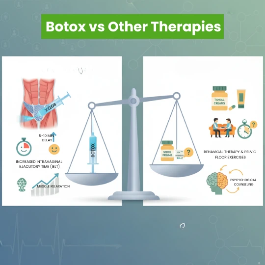Comparison of Botox for PME versus traditional therapies and counseling.
