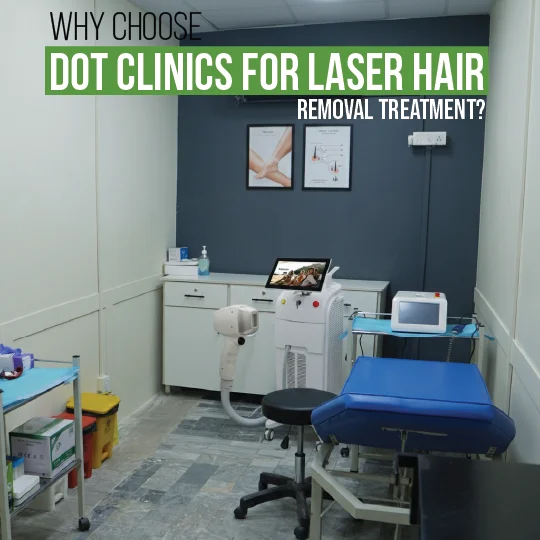 DOT Clinic laser hair removal treatment room with professional equipment and technology