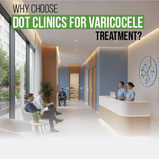DOT Clinics reception area for varicocele treatment and consultation