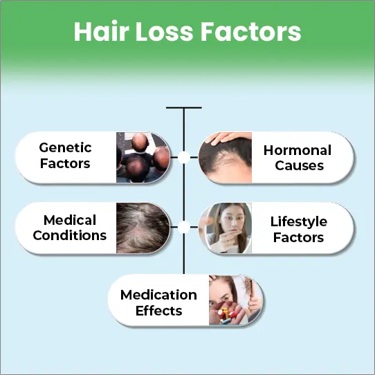 Common hair loss causes include stress, genetics, hormonal changes, and poor nutrition.