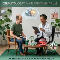 Dermatologist creating personalized hair loss treatment plan for patient consultation