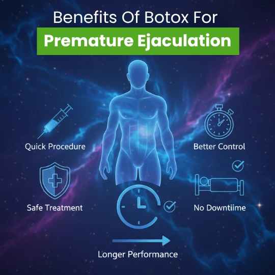 Key benefits of Botox for PME including better control and longer performance.