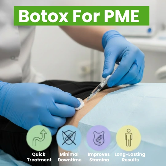 Botox injection for PME treatment at a specialized men's health clinic.