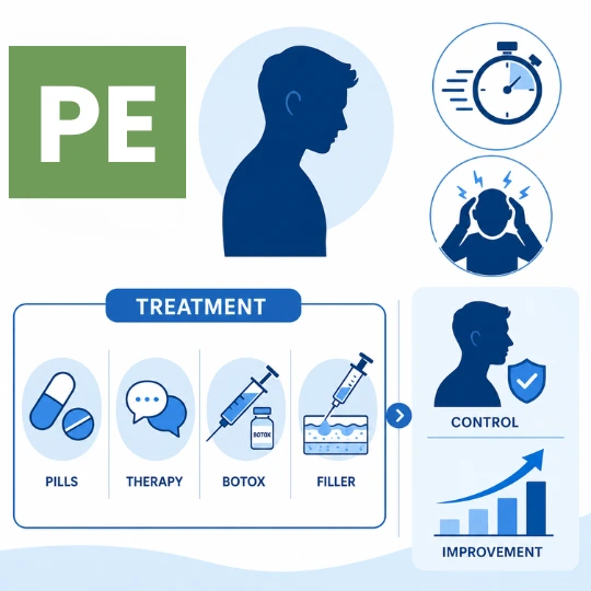 PE Treatment guide: Pills, therapy, Botox, and fillers for better control and improvement.