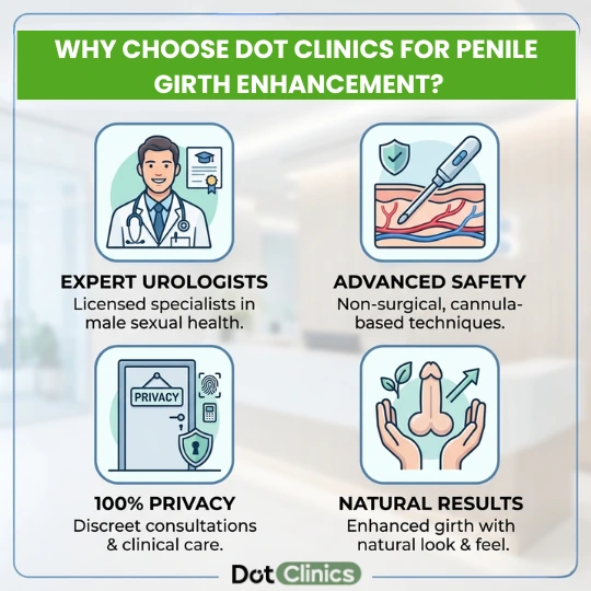 Why choose Dot Clinics: expert urologists and 100% privacy for penile girth treatments.