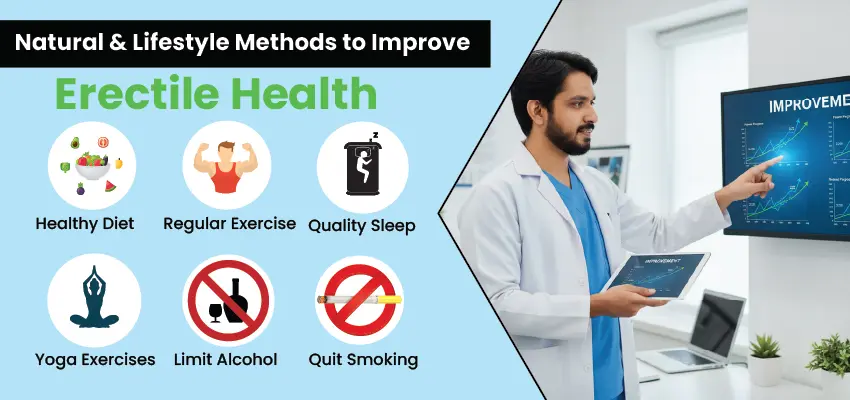 Natural and lifestyle methods to improve erectile health including diet and exercise