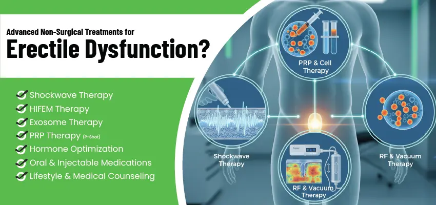 Advanced non-surgical treatments for erectile dysfunction including shockwave therapy