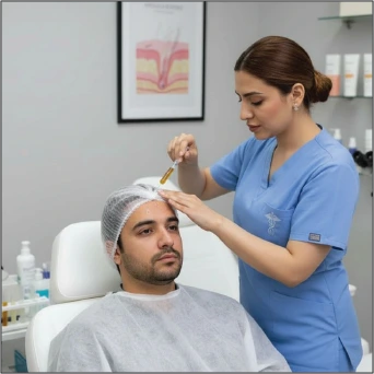 PRP hair treatment injection into scalp for hair regrowth and restoration