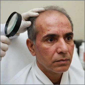 Skin and hair disease consultation showing stretch marks during pregnancy treatment