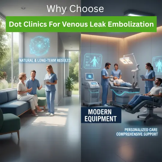 Dot Clinics venous leak embolization services in Lahore and Multan Pakistan