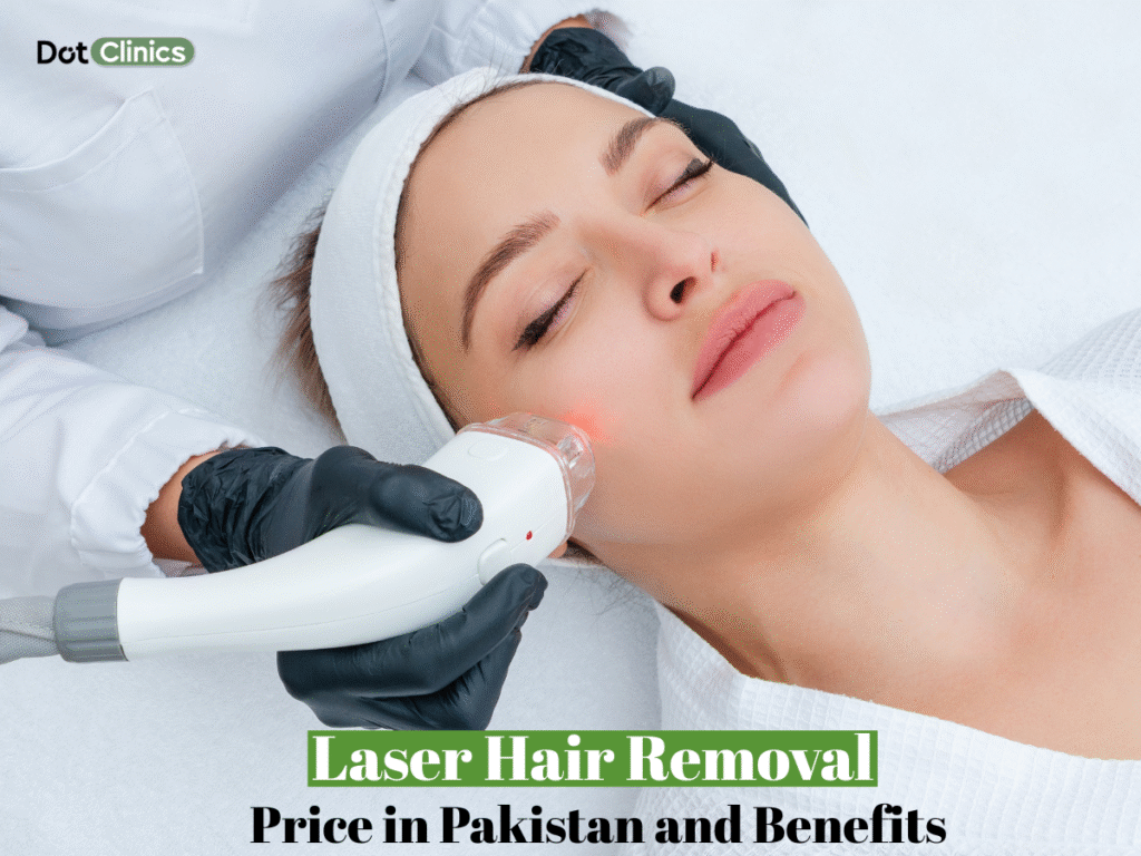 Woman receiving facial laser hair removal at Dot Clinics, showcasing skincare and treatment benefits.