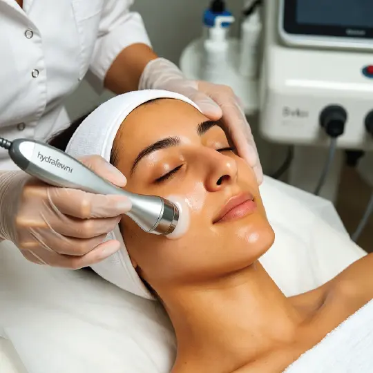 Skin hydration treatment with HydraFacial device for moisturized skin