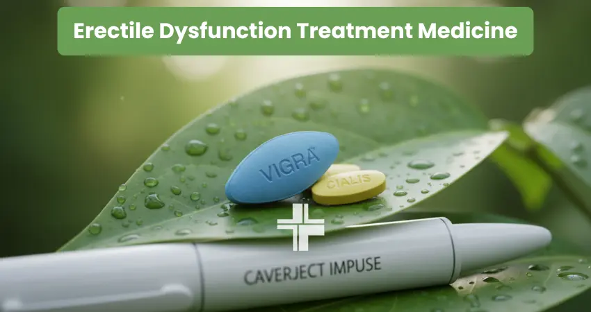 iagra, Cialis pills and Caverject Impulse pen for erectile dysfunction treatment medicine options