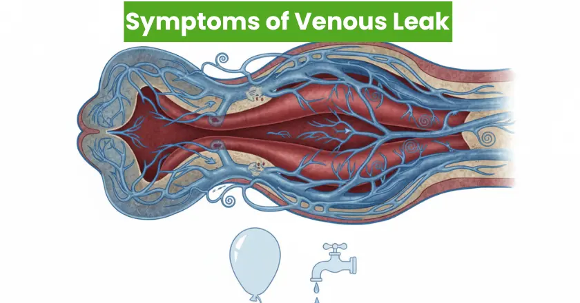 Anatomical diagram showing symptoms of venous leak in penile blood vessels and vascular structure