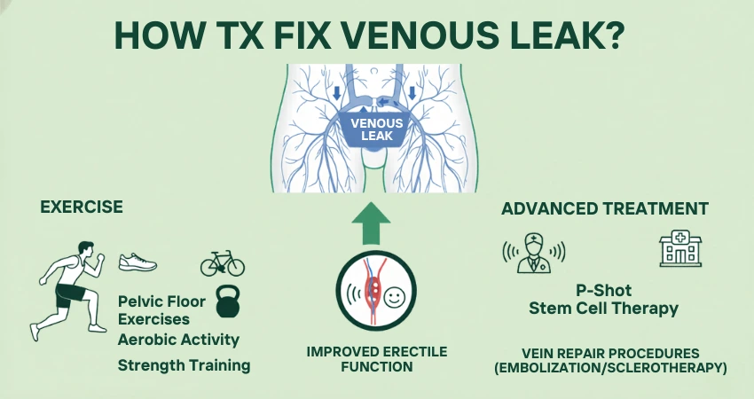 ow to Fix Venous Leak: Exercise & Advanced Treatments Like P-Shot & Embolization for Erectile Function